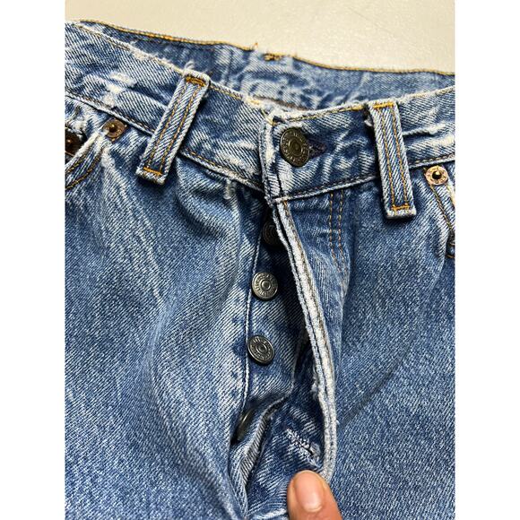 Vintage Levi’s 501 Jeans Women’s Size 9 USA Button Fly 90s Distressed Hem 25x28 - Picture 3 of 16